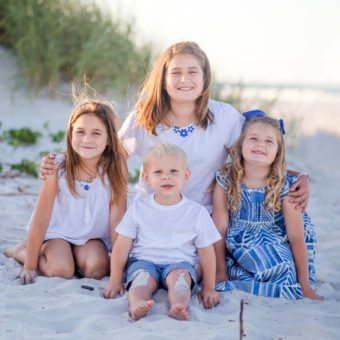 ponce inlet photographer, beach photo, cousin portraits, blue outfits for family portraits, photographer in daytona beach, ormond beach photographer