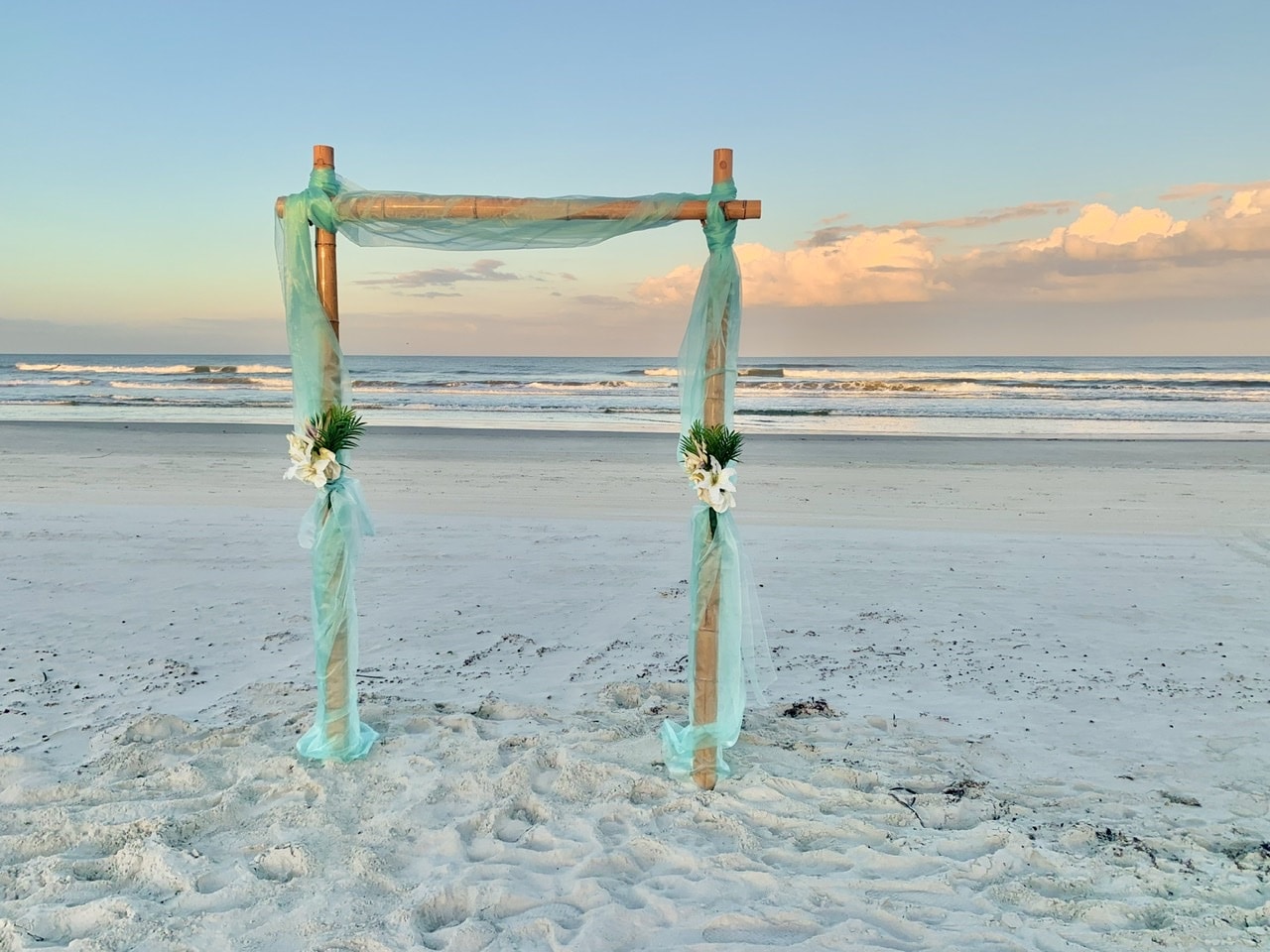 New Smyrna Beach wedding arch on the beach