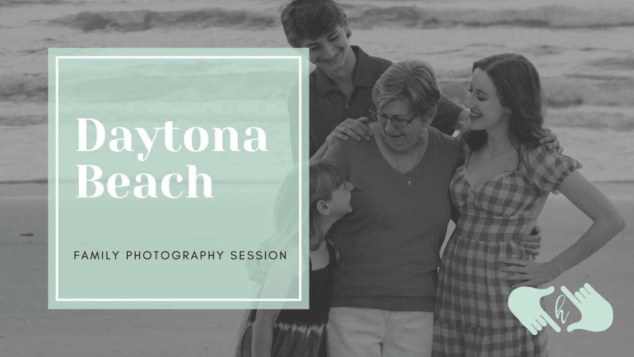 black and white photo overplayed with text that says Daytona Beach for a blog header