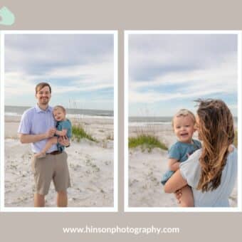 photo collage of mom with her daughter and father with his daughter o the beach in Clearwater, FL