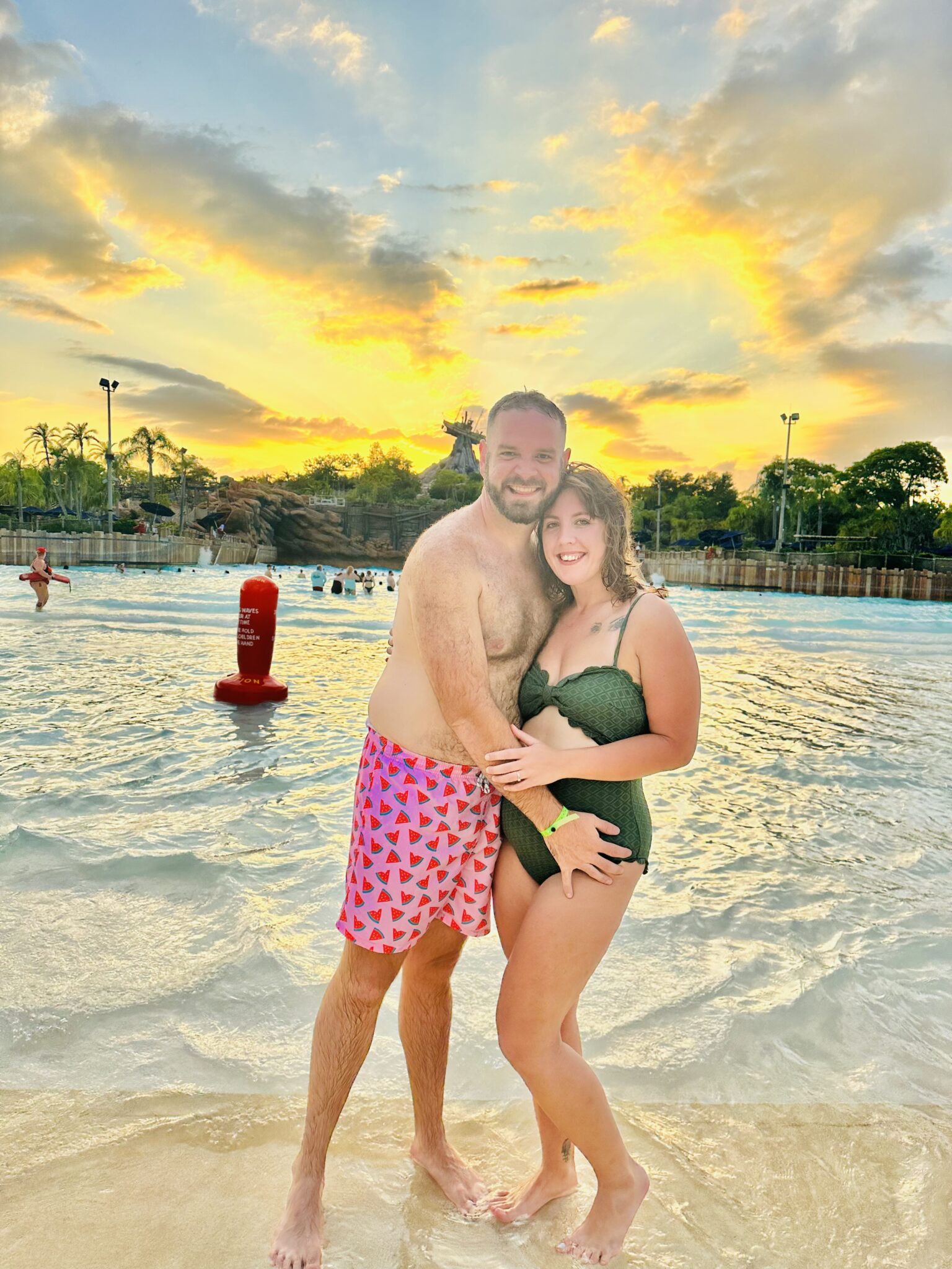 Jon and Heather Hinson at a Disney water park